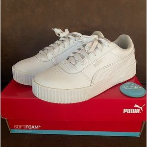 Puma Carinal L White Lace Up Sneakers Soft Foam